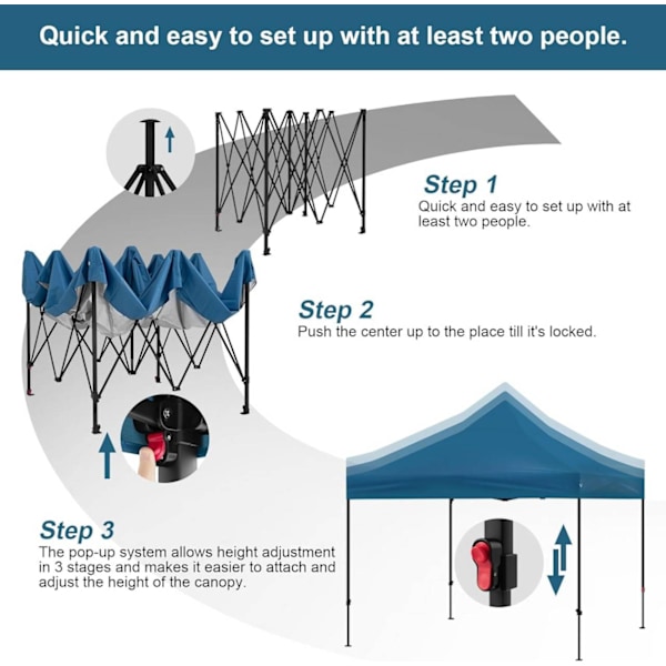 Rootz Folding Garden Gazebo - Utomhuspaviljong - Pop Up Canopy - UV-skydd - 289cm x 330cm x 289cm