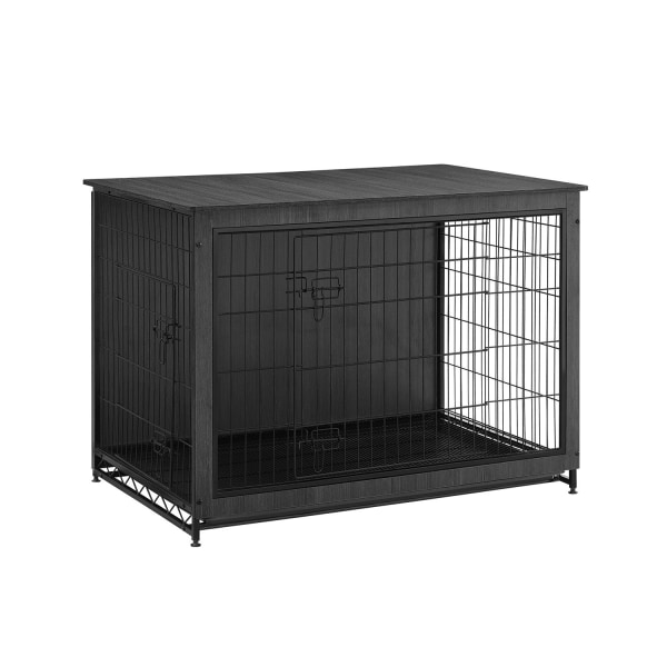 Rootz Ink Black Hundebur - Kæledyrsbur - Heavy Duty Kennel - Spånplade stålkonstruktion - Rummeligt interiør - Nem montering - 112 cm x 75 cm x 82 cm