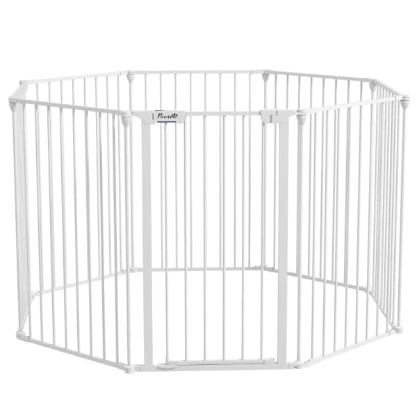 Rootz 2-in-1 Puppy Run Barrier - 8 paneeli - Lukitusovi - Ulkokotelo - Teräs - Valkoinen - 154 cm x 154 cm x 90 cm