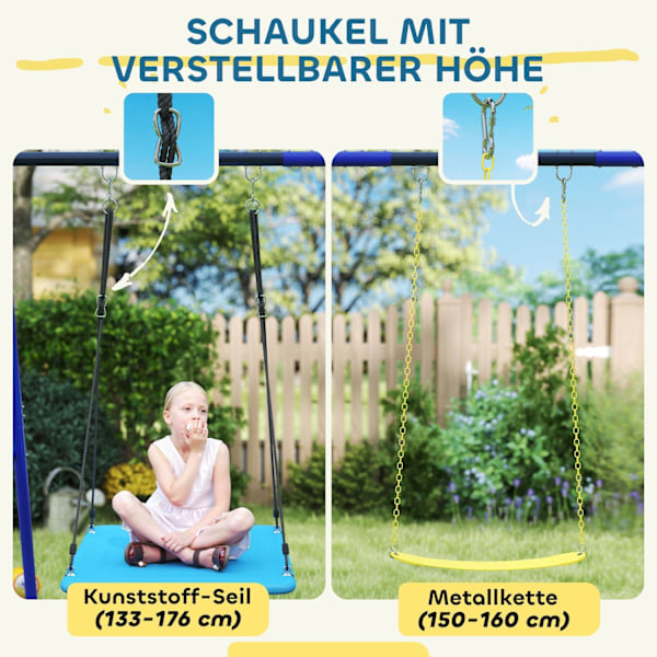 Rootz Swicken 3 -Child Swing Set - Outdoor PlaySet - Puutarhan vaihtelut - Kestävä teräsrunko - 365 cm x 180cm x 184 cm