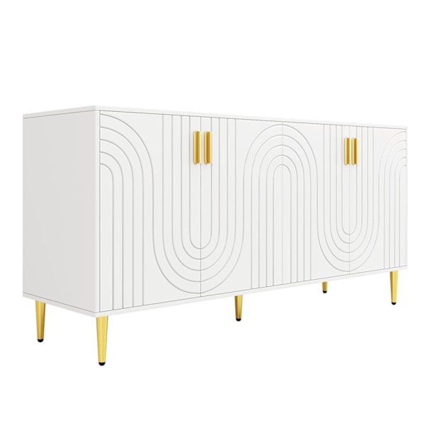Rootz White Sideboard - Buffet Cabinet - Lagringsenhet - Elegant design, enkel rengöring, MDF, 152 cm x 40 cm x 75 cm