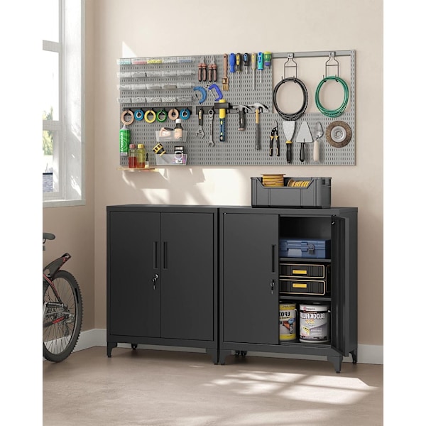 Rootz stålmetalskab - Opbevaringsorganisator - Sort - Justerbare hylder - Heavy Duty - 40cm x 80cm x 90cm