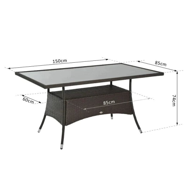Rootz Trädgårdsbord - Glasbord - Matbord - Bord - 150cm X 85cm X