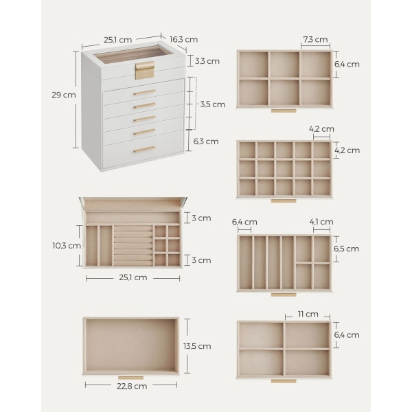 Rootz korurasia - Säilytyskotelo - Koristepidike - MDF PU samettilasi - Tyylikäs muotoilu - Kompakti koko - Kevyt - 16,3 cm x 25,1 cm x 29 cm