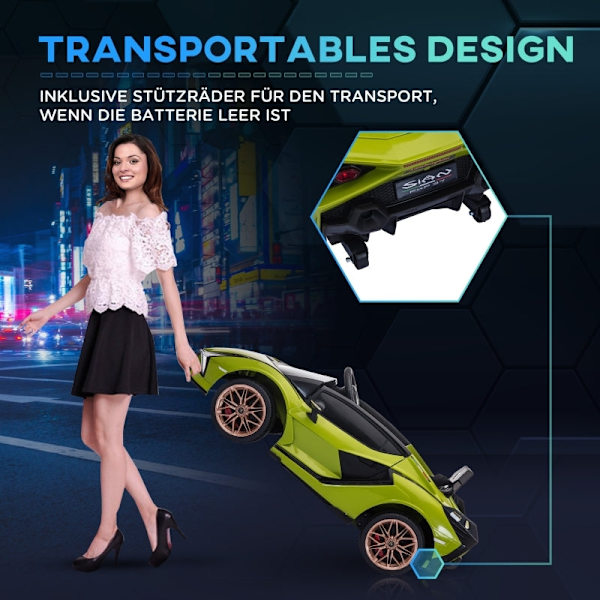 Rootz elbil til børn - Ride-On Car - Realistisk design, integrerede gadgets - 2 køretilstande - LED-lys - Fjernbetjening - 108L x 62W x 40H cm