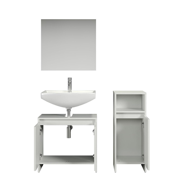 Rootz Basic Bathroom Set - Bath Ensemble - Vanity Collection - Restroom Suite - Washroom Set - Lavatory Combo - Toilet Furniture - White - 107 x 164 x