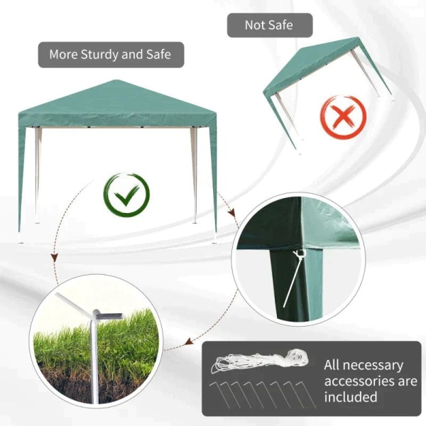 Rootz Gazebo - Pop-up Gazebo - Havepavillon - Sammenfoldeligt festtelt - Havetelt - UV-beskyttelse - Stål + Oxford - Grøn - 2,95 x 2,95 m