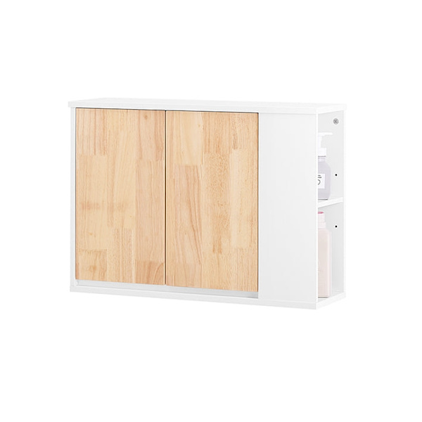 Rootz Vægmonteret Badeværelsesskab - Opbevaringsenhed - Toiletskab - MDF - Gummitræ - 68cm x 48cm x 20cm