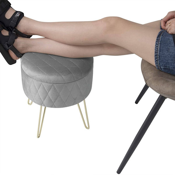 Rootz Velvet Makeup Pall - Förvaring Ottoman - Vadderad sminkstol - Enkel montering - 31,5 cm x 31,5 cm x 36 cm