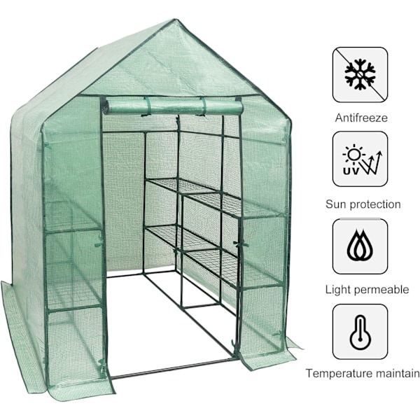 Rootz Foil Greenhouse - Puutarhakasvihuone - Kasvisuoja - Optimaalinen ilmanvaihto - Kestävä rakenne - Helppo koota - 143cm x 143cm x 195cm