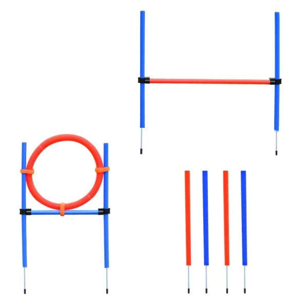 Rootz Pet Agility Sæt - Hunde Agility Træningsudstyr - Agility Træningssæt - Hunde Agility Sæt - Hunde Slalom Hækkespring Ring - Blå/Rød