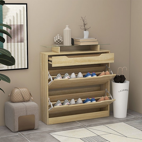 Rootz Shoe Cabinet - Storage Unit - Entryway Organizer - Justerbar design - 89L x 23W x 96H cm