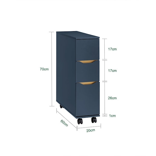 Rootz Rolling Neache -hylly - Mobile Storage Cart - Gap -järjestäjä - 14,2 kg: n kuorma - 20x70x60cm - Ihanteellinen tiukkoihin tiloihin ja helppo lii
