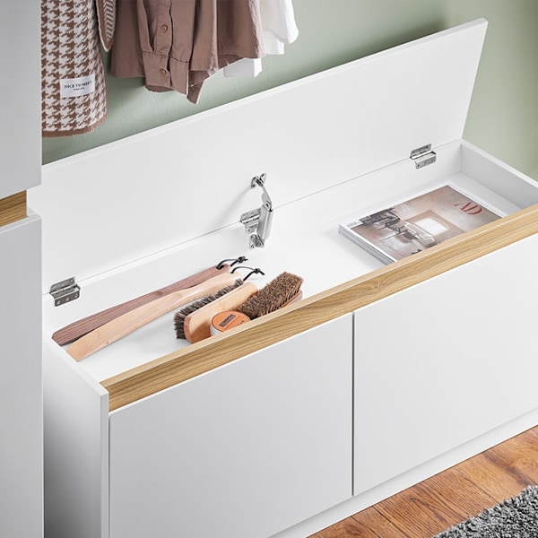 Rootz Skobänksförvaring - Skoställ - Entrébänk - MDF-material - 104cm x 47cm x 30cm - Organisera skor/tillbehör - Utrymmesbesparande