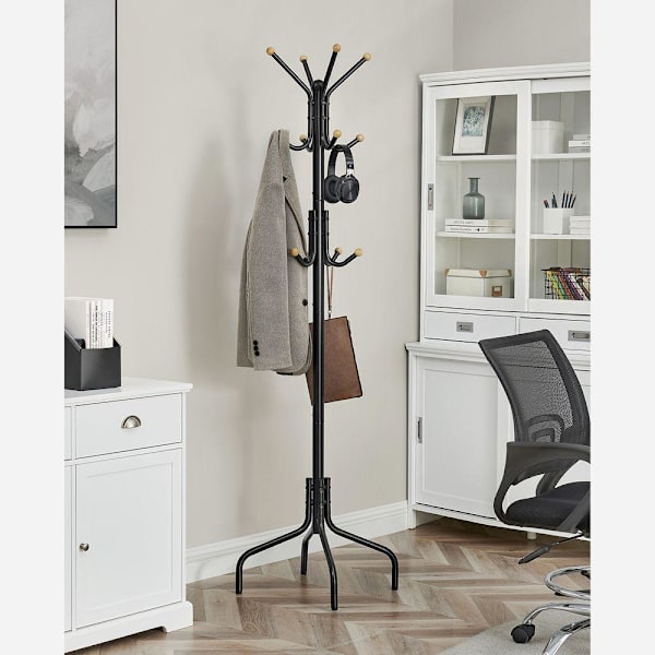 Rootz knagerække - metal knagerække - metal knageholder - knagerække med kroge - moderne hat og knagerække - Minimalistisk knagerække - sort - 55 x 55
