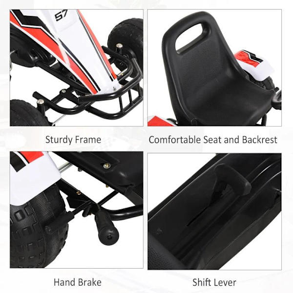 Rootz Go-Kart med pedal - Vit - Stål - 40,94 cm x 25,98 cm x 22,44 cm