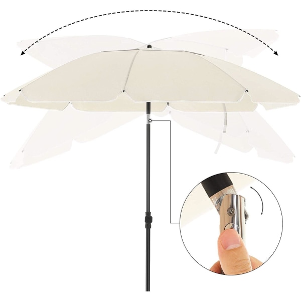 Rootz päivänvarjo - Rantavarjo - Kallistusmekanismi - Kahdeksankulmainen - Polyesteri - Kantolaukku - Beige - 1,6 m