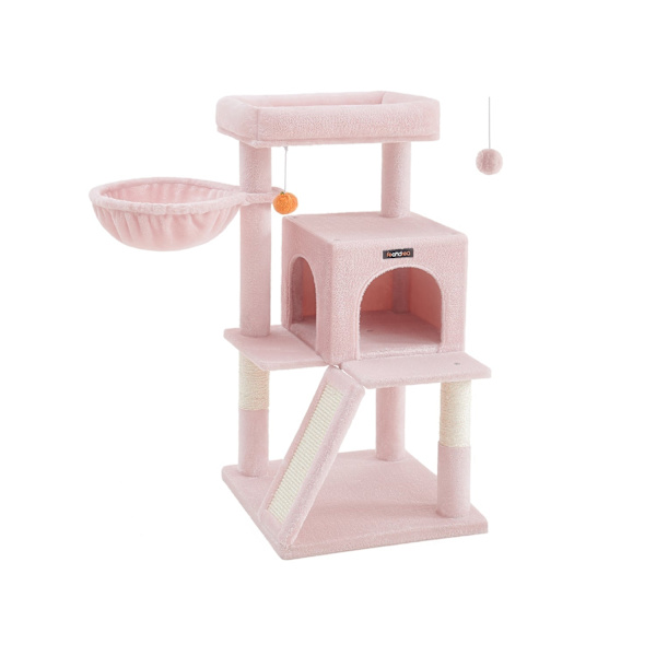 Rootz Luxury Cat-skrapstolpe - Kitty Tower - Cat Tree - Spånskivakonstruktion - Plyschöverdrag - 48cm x 48cm x 96cm