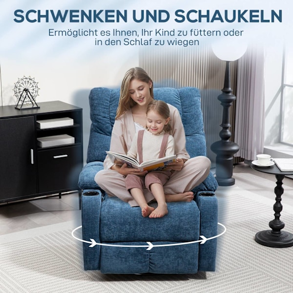 Rootz Relaxation fåtölj - Reclinerstol - Roterbar stol - Helt justerbar komfort - 88x96x108cm, mörkblå
