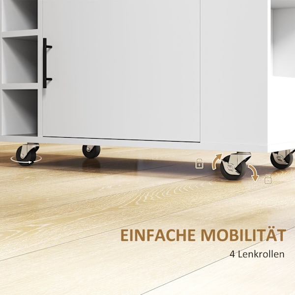 Rootz Kitchen Trolley - Rolling Island - Portable Cart - Wine Racks & Storage - Rubberwood Top - 83L X 40W X 83H CM