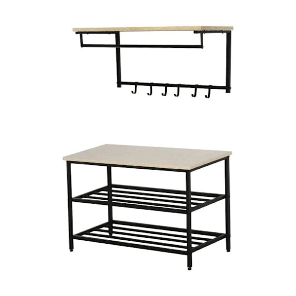 Rootz 2-in-1 Coat Rack Set - Clothes rack Rack - Bench Seat - Bench - Wall Coat Rack - 6 Hooks