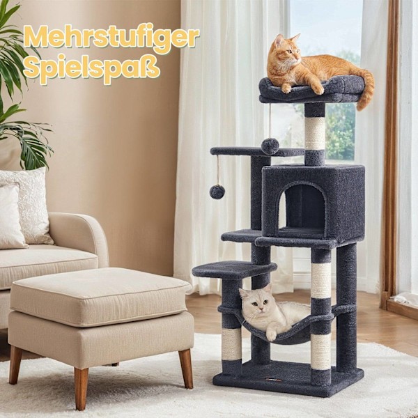 Rootz Multi -etager Cat Tree med hule - Scratching Post - Climbing Tower - Robust design - 45 cm x 35 cm x 112 cm