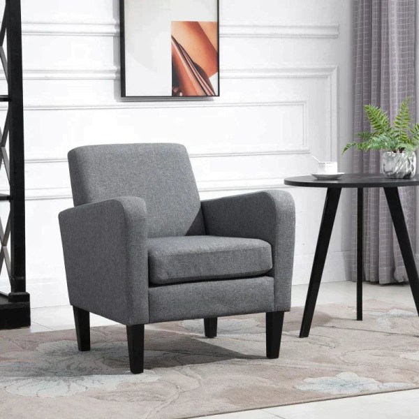 Rootz Fåtölj - Enkelfåtölj - Avkopplingsfåtölj - Enkelstol - Klädd fåtölj - Trä - Ljusgrå - 66 x 72 x 74 cm