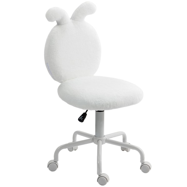 Rootz polstret stol med kaninører - rulle skrivebordstol - roterbar kontorstol - syntetisk pels - 45 cm x 52 cm x 82-90 cm