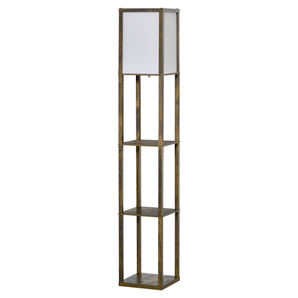 Rootz gulvlampe med hylder - trægulvlampe - stående lampe - stilfuld opbevaring - 26 x 26 x 160 cm