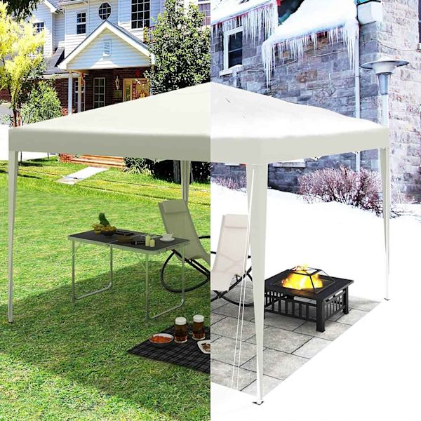 Rootz Gazebo Pop-Up-tält - Vattentät pagod - Solskyddstak - UV- och regnskydd - Enkel installation - Justerbar höjd - 3m x 3m - Beige