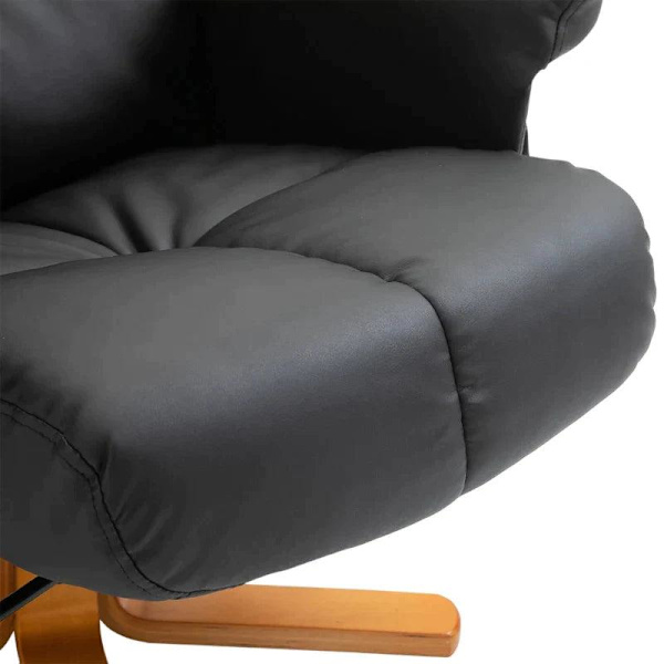 Rootz Massagestol - Fåtölj med liggfunktion - Massagestol med fotpall - Tv-stol - Ergonomisk stol - 10 vibrationspunkter - Läderimitation - Svart - 80