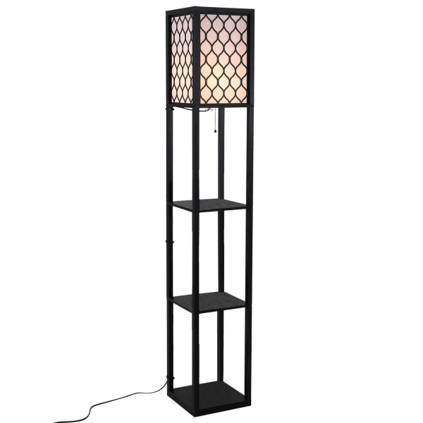 Rootz gulvlampe - sort - konstrueret træ, stof - 10,23 cm x 10,23 cm x 14,17 cm