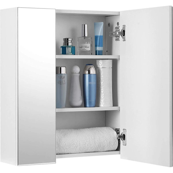 Rootz Spejlskab - Badeværelsesskab - Opbevaringsskab - Vægmonteret - 3 døre - Justerbare hylder - Moderne - 60 x 15 x 55 cm