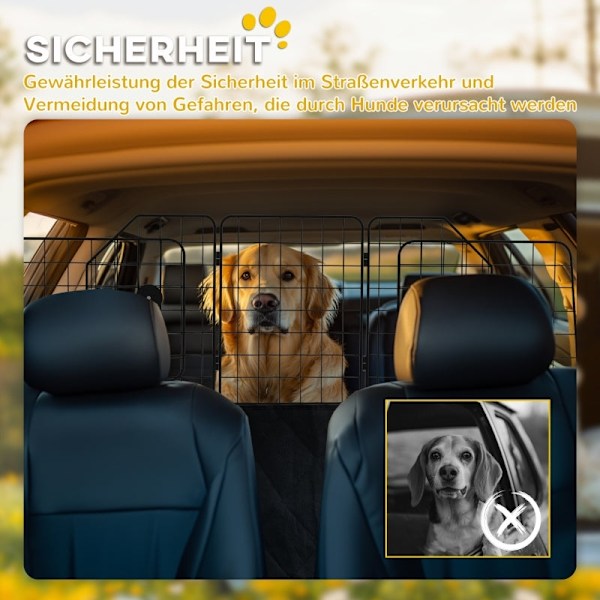 Rootz Car Dog Gate - Justerbar Pet Safety Divider - Foldbar rejsebarriere - Stålkonstruktion - 93-150 cm x 42 cm - Sort