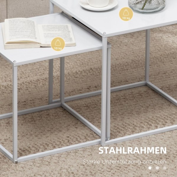 Rootz Side Table Set - Moderne hekkeborde - Rumbesparende sofaborde - Robust stålramme - 40 cm x 40 cm x 40 cm