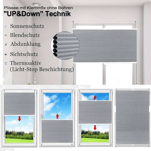 Rootz Dobbelt plisserede Honeycomb Persienner - Privatpersienner - Lysblokerende skærme - Energieffektiv - Børnesikker - Let at rengøre - 45-120 cm x