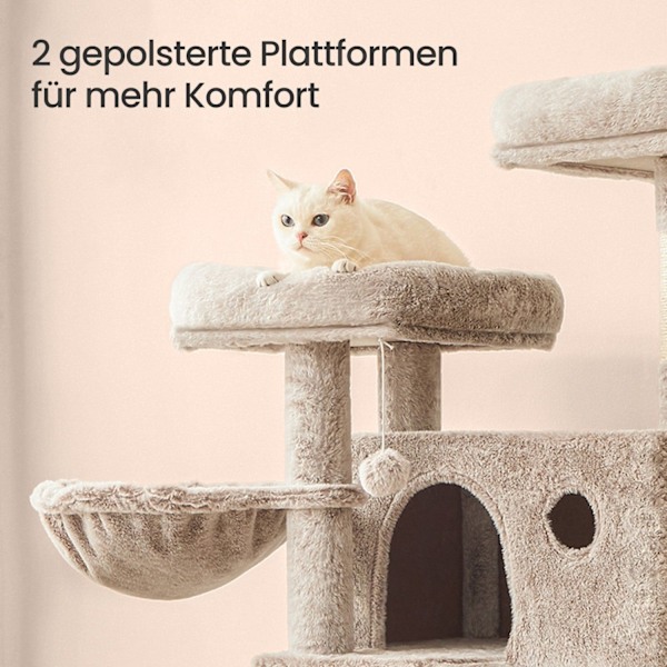 Rootz Large Cat Tree - Scratching Post - Soft Covered - Plush Comfort - 49cm x 49 cm x 135 cm