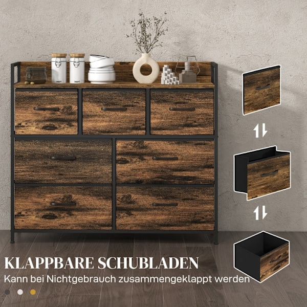 Rootz stofskuffekiste - Skænk - Organiseringsmøbler - Melaminbelagt top - Stabil stålramme - 98cm x 29cm x 85cm