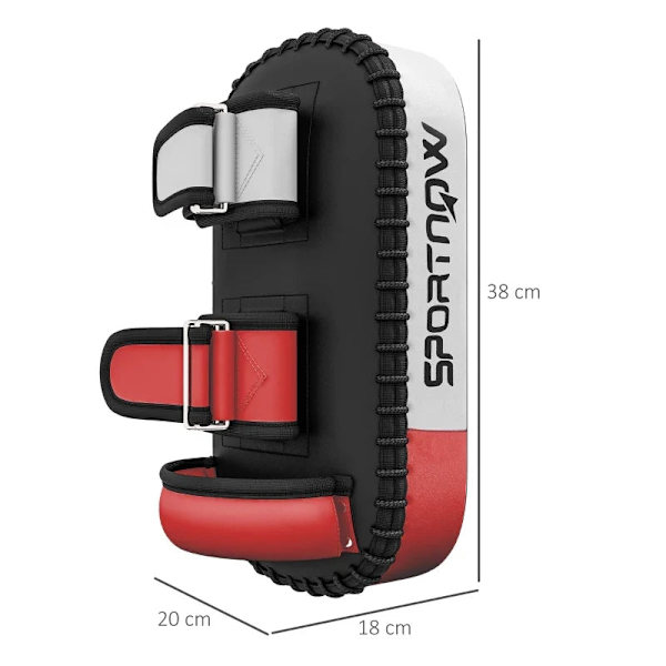 Rootz - Kick Pad - Boksesæk - Muay Thai - Kick Boxing - Imiteret lædercover - 0,4 kg - Kunstlæder - Sort - Rød - Hvid - 38 x 20 x 18 Cm