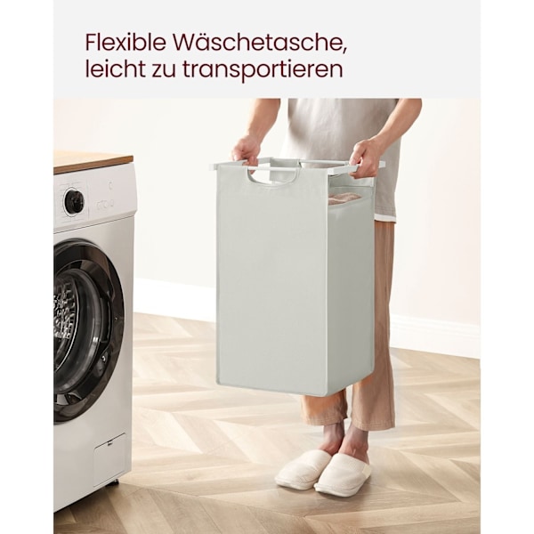 Rootz White Tvättkorg med Hylla - Korgar - Förvaringsorganisator - MDF-stålkonstruktion - Oxford tygpåsar - 73cm x 33cm x 72cm - 30kg Kapacitet - Utry