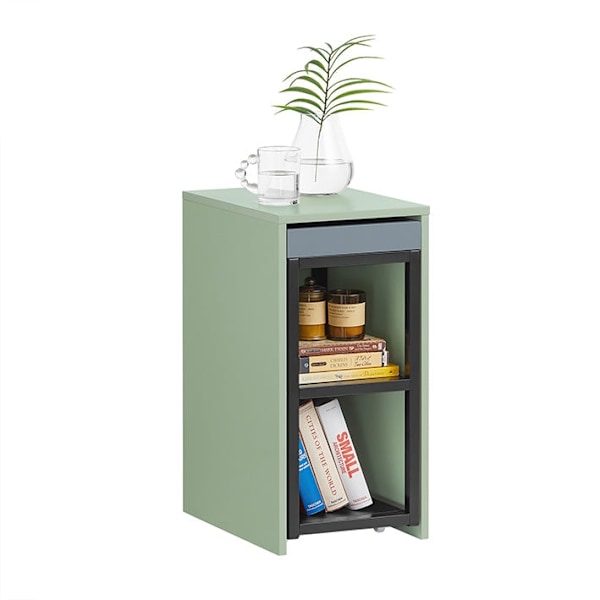 Rootz 2 -i -1 sidobord och serveringsvagn - End Table - Mobile Tray - Högkvalitativ MDF & METAL - 25x38x58cm & 30x60x40cm