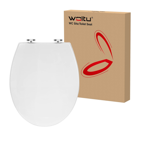 Rootz Toiletsæde - WC Låg - Toiletdæksel - Badeværelsestilbehør - Loo Top - Toiletarmatur - John Låg - Hvid (WS2586) - 19,2 x 15,8 x 2,7 tommer.