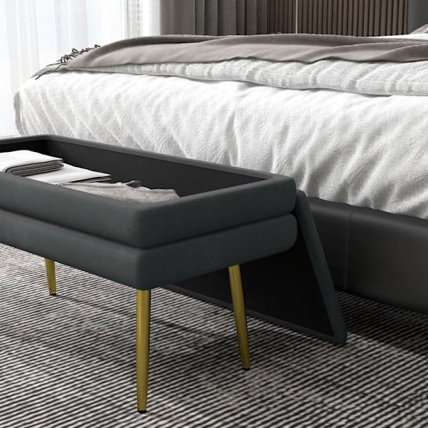 Rootz polstret opbevaringsbænk - Accentbænk - Siddebænk - Moderne Scandi Design - Rigelig opbevaring - Komfortable siddepladser - 79,5 cm x 37,5 cm x