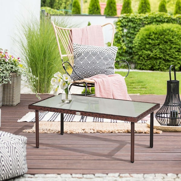 Rootz Garden soffbord - Uteplatsen - utomhusbord - Tempererad glasstopp - 90L x 50W x 35H cm