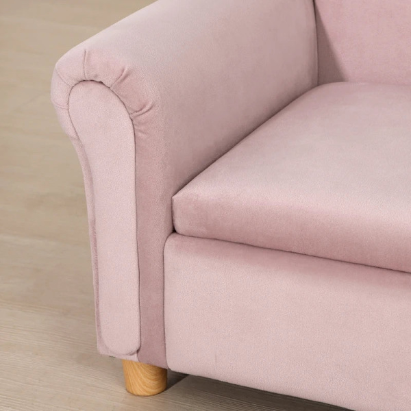 Rootz børnesofa - To-personers til børn - 3-5 år - Opbevaringsplads - Ramme af naturligt træ - Pink - 84 x 41,5 x 48,5 cm