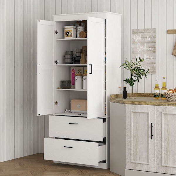 Rootz Fritstående køkkenskab - Pantry Storage - Stue Cabinet - Justerbare hylder - 75W x 39d x 178H cm