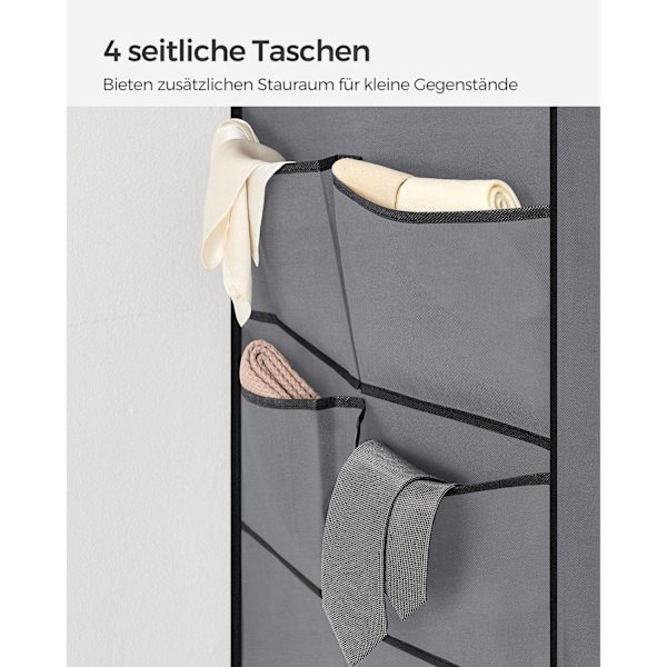 Rootz Grey Steel garderobeskab - Skab Organizer - Opbevaringsskab - Ikke-vævet stof - Plast - 45cm x 127cm x 176cm - Letvægts - Robust - Nem montering