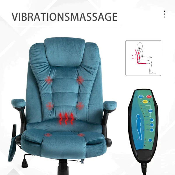 Rootz Massagestol - Drejestol - Spillestol - Kontorstol - Blå - 67 x 74 x 107-116 cm