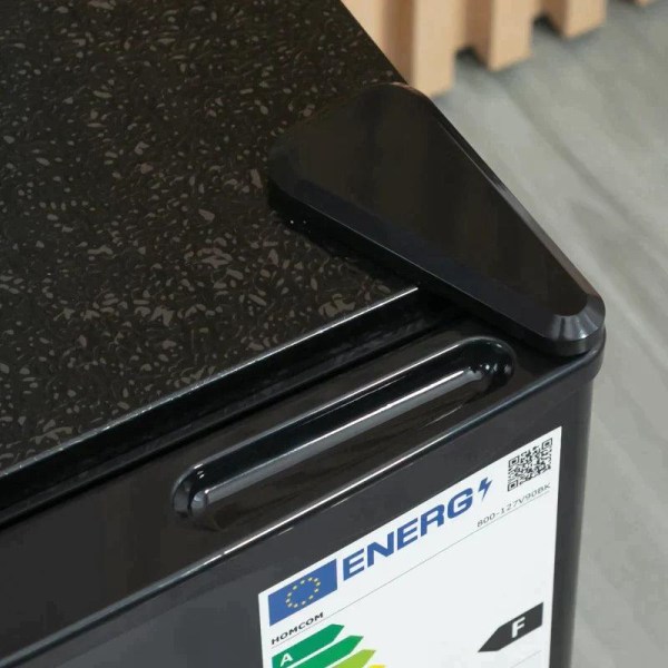 Rootz Minifryser - 35 L fryseboks - Mini Kummefryser - Minikøleskab - 5-niveaus temperaturkontrol - Stål, Plast - Sort - 47W x 44,2D x 48,8H cm