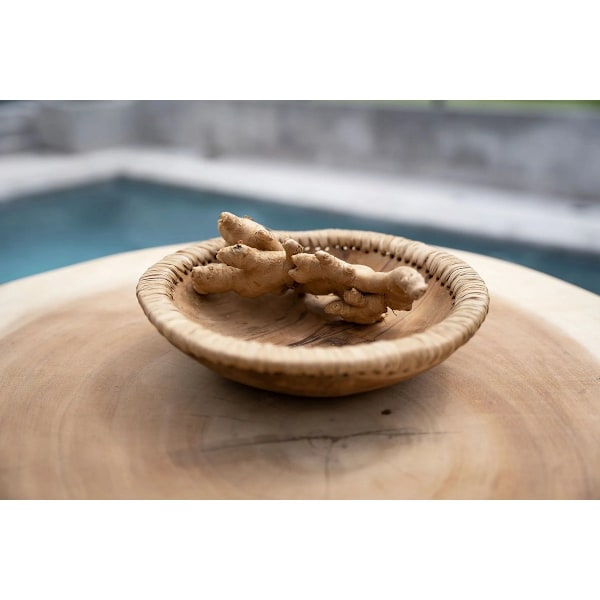 Rootz Teak Skål - Økologisk Skål - Raffia Fad - Luksuriøst service - 30 cm Diameter